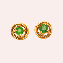 Load image into Gallery viewer, Emerald Linked Infinity Circle Studs
