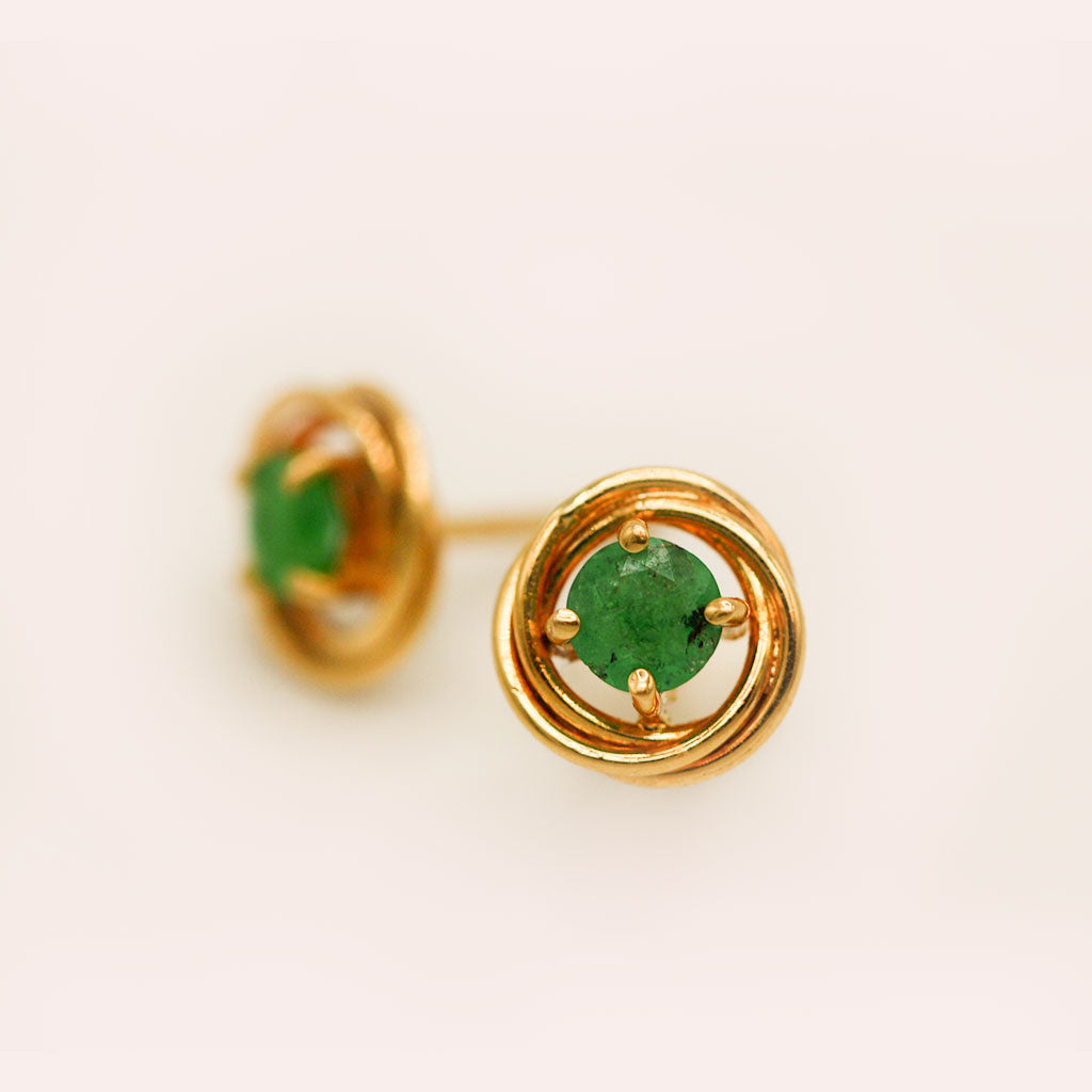 Emerald Linked Infinity Circle Studs