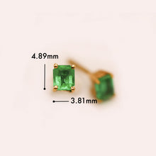 Load image into Gallery viewer, Retangular Emeralds Stud Earrings
