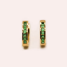 Load image into Gallery viewer, Emerald Huggie Hoop Earrings
