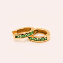 Load image into Gallery viewer, Emerald Huggie Hoop Earrings
