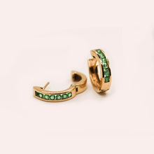 Load image into Gallery viewer, Emerald Huggie Hoop Earrings
